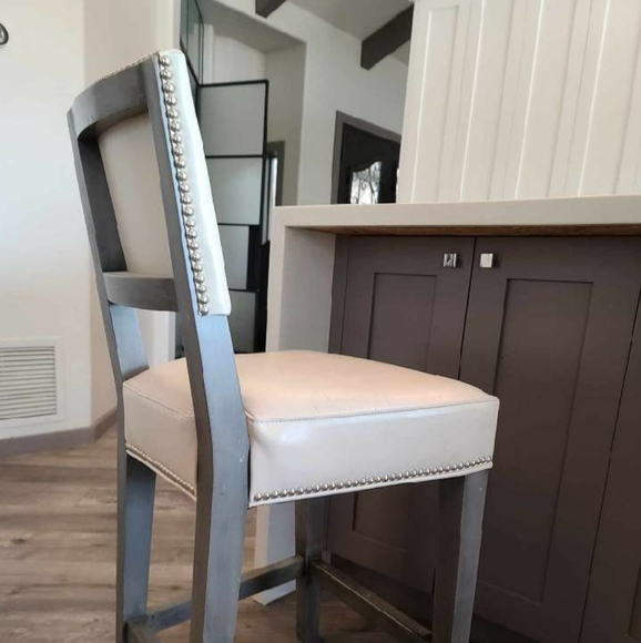 Leather studded barstools (four)